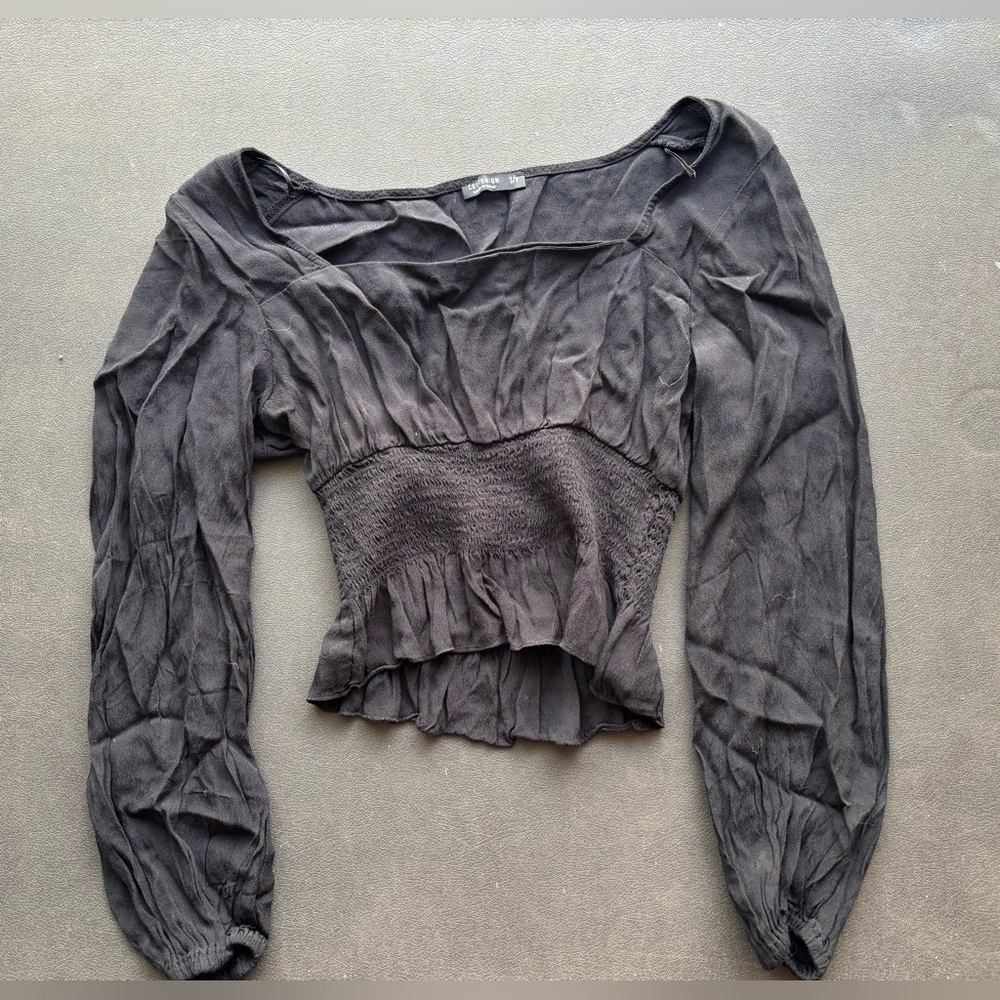 Black Smocked Blouse